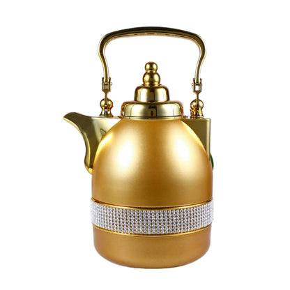 Stainless Arabic Coffee Tea pot Warmer Heat Resistant Glass Liner Perfect Pouring Spout Golden Round