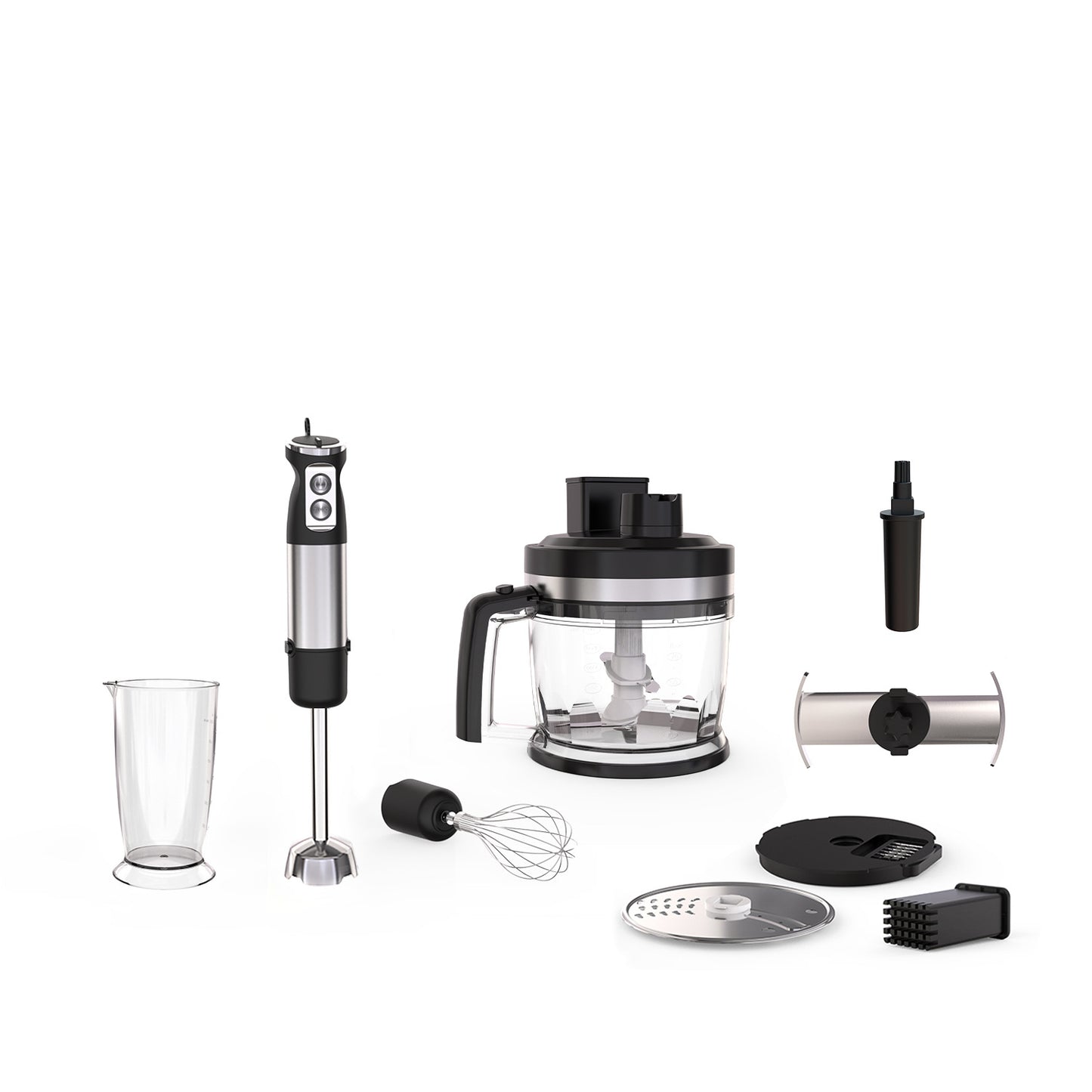 Hand Blender 9-in-1 800W with 600ml BPA-free Beaker, 2L Food Processor, Slice, Grate & Chop, Puree/Masher, Whisk, Easy SmartSpeed, SplashControl Black