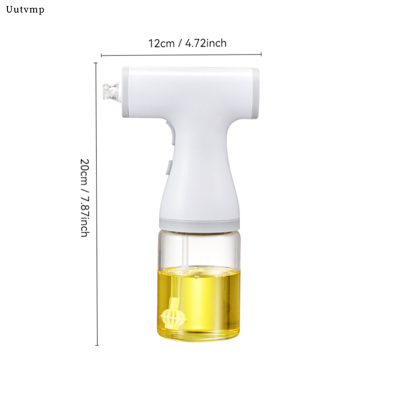 زجاجة موزع زيت الزيتون الكهربائية 2 في 1 للمطبخ، بخاخات زيت كهربائية 200 مل بخاخ زيت أوتوماتيكي، موزع زيت وبخاخ زيت للطهي، مقلاة هوائية، سلطة، خبز وتحميص، أبيض