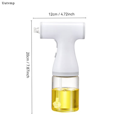 زجاجة موزع زيت الزيتون الكهربائية 2 في 1 للمطبخ، بخاخات زيت كهربائية 200 مل بخاخ زيت أوتوماتيكي، موزع زيت وبخاخ زيت للطهي، مقلاة هوائية، سلطة، خبز وتحميص، أبيض