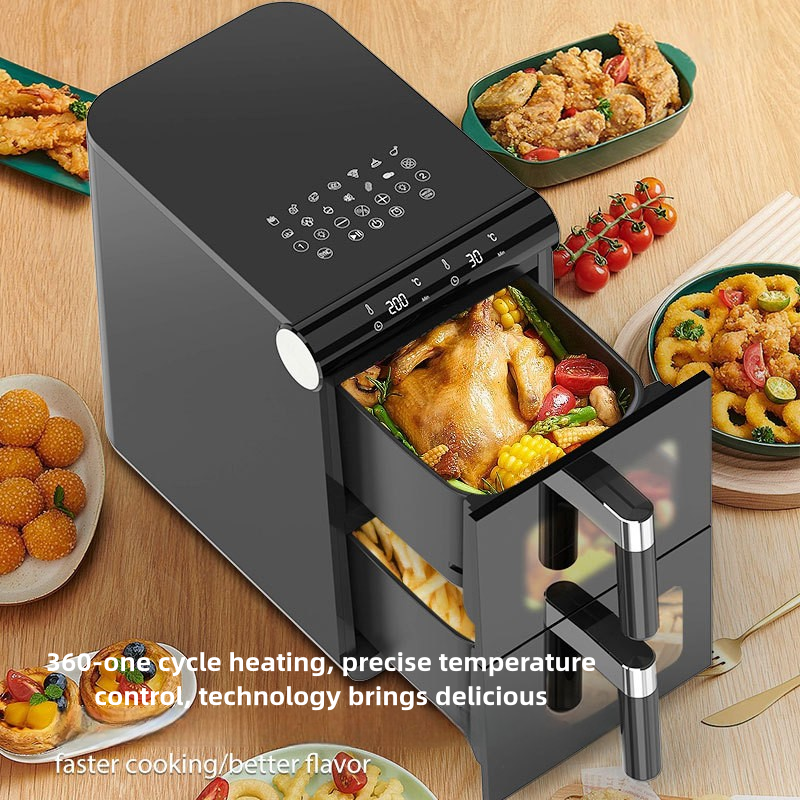 Dual Basket Digital Air Fryer 11.5L Air Frying Technology Oil Free Cooking Led Display With Touch Screen Smart Finish Cook 1700 W Black